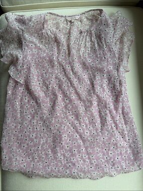 Rebecca Taylor Pink Lavender Floral Button-Front Blouse xs